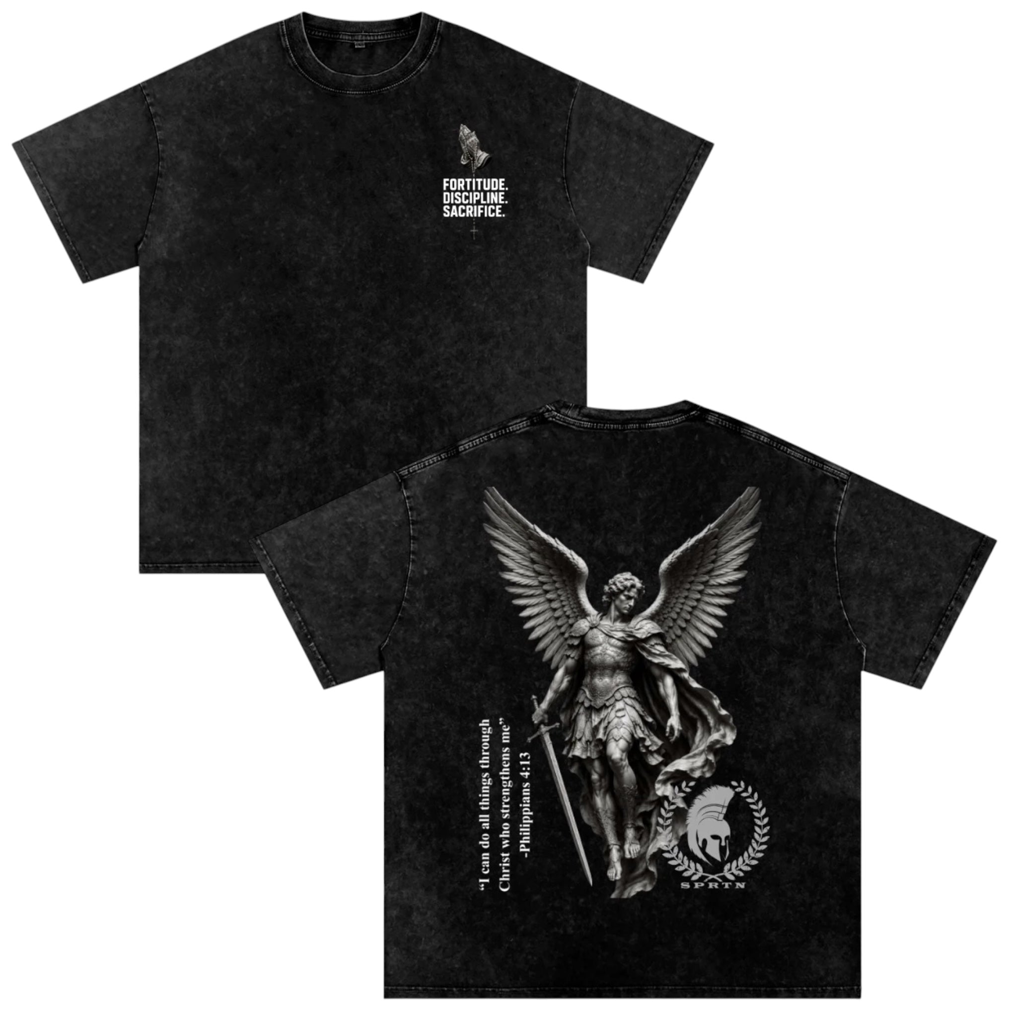 Archangel Michael Snow Washed Oversized Cotton T-Shirt